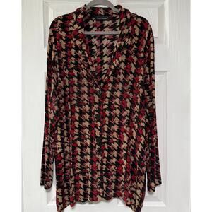 Travel Elements Women's Slinky Button Front Long Sleeve Top Size 2X